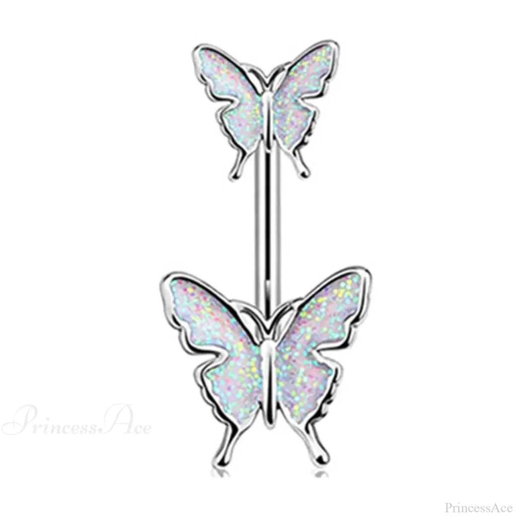 Butterfly CZ Sparkling Gothic Belly Ring
