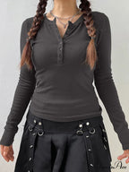 Minimalist Versatile Buttoned Knit Top