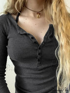 Minimalist Versatile Buttoned Knit Top