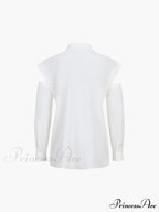 Button Down Cutout Trendy Long Sleeve Shirt