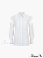 Button Down Cutout Trendy Long Sleeve Shirt