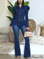 Button Front Graceful Denim Corset Top
