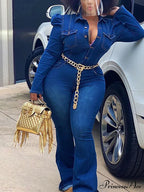 Button Front Graceful Denim Corset Top