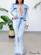 Button Front Graceful Denim Corset Top