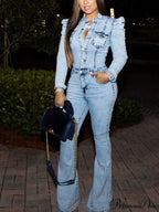 Button Front Graceful Denim Corset Top