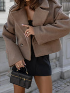 Button Patchwork Simple Fashion Coat
