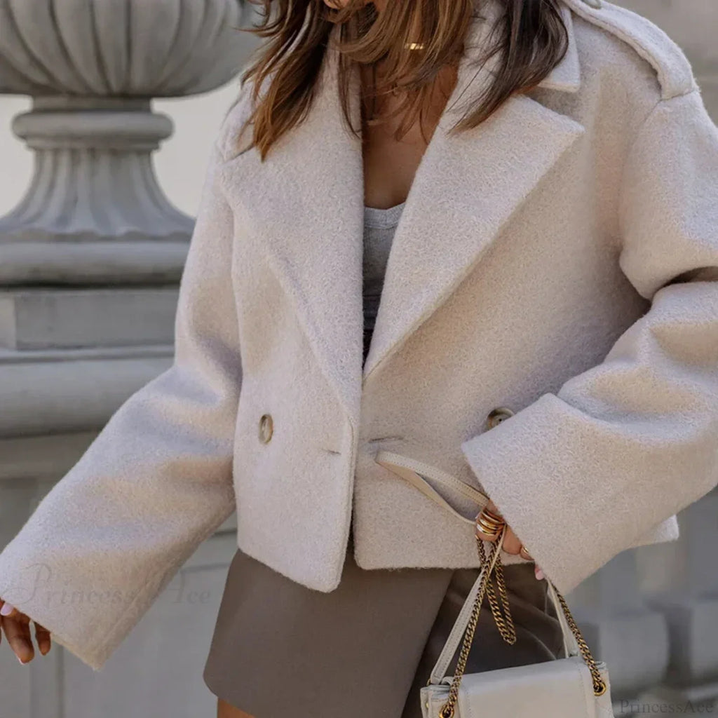 Button Patchwork Simple Fashion Coat