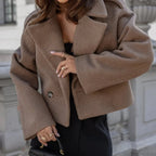 Button Patchwork Simple Fashion Coat