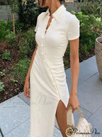Button Sleeveless Graceful Ripped Denim Dress