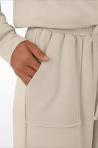 Chic Pocketed Drawstring Solid Casual Two Piece Set