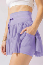 Pleated Tie High Waist Short Skirt