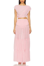 Stunning Chiffon Ruched Shoulder Short Sleeve Crop Top