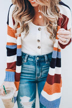 Soft Rainbow Striped Sweater Cardigan