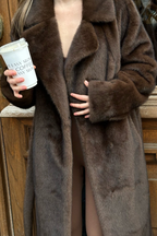 Belted Faux Mink Thick Fuzzy Extended Overcoat