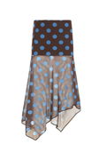 Polka Dot Asymmetrical Mesh Midi Skirt