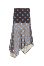Polka Dot Asymmetrical Mesh Midi Skirt
