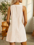 Sara Minimalist Sleeveless Striped Dress Elevated Occasion Wear
