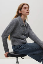 Wool Polo Neck Button Cardigan