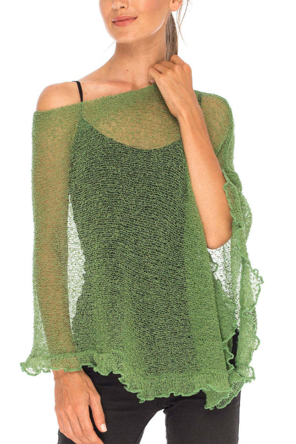 Solid Color Loose-fitting See-through Irregular Casual Cover-up