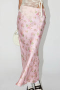 Elegant Satin Floral Draped Skirt