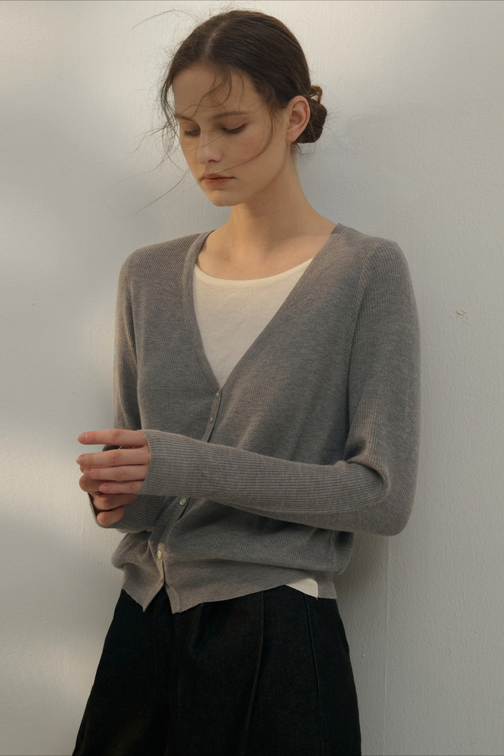Color Block Layered VNeck Knit Top