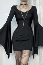 Fitted Batwing Sleeve Gothic Dress