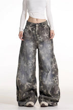 All Over Star Printed Wide Leg Jeans