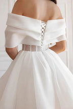 Elegant Cross Ruched Off Shoulder Short Reception Dress
