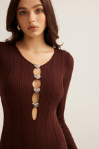 Elegant Ribbed Knit Bodycon Dress