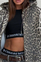 Leopard Zip-Up Loose Hoodie