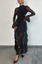 Elegant Ruffled Mermaid Maxi Dress