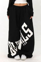 Loose Elastic Letter Printed Casual Pants