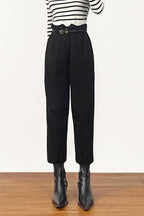 Black Belted Tapered Work Pants