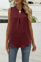 Solid color chiffon shirt loose V-neck pullover sleeveless top vest