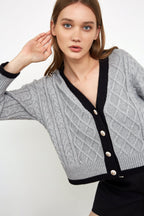 Hildagarde Grey Button-Up Cardigan