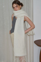 Glacier Blue Solid Wool Blend Scarf