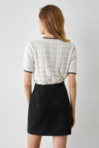Cayden White Contrast Sweater