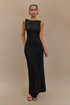 CrossTie LowBack Maxi Party Dress