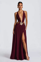 Elegant Metal Trim Bodycon Vacation Dress