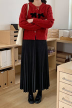 Sparkle Bow Detail Ribbed Cardigan