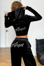 Relaxed Solid Crystal Crop Two Piece Set