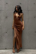 Elegant Halter Slit Party Dress