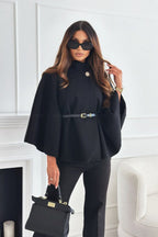 Tailored Wool Blend Belted Cape Coat