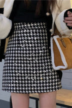 Red Plaid High Waist Skirt