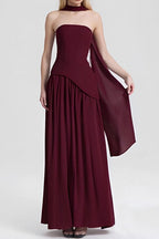 Solid Bustier High Slit Formal Dress