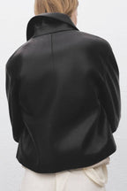 Faux-leather jacket with pockets