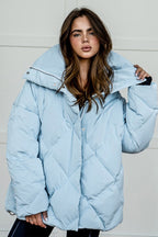 Quilted Oversized Lapel Puffer Coat