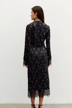 Chic Slim Floral Print Long Sleeve Skirt Set