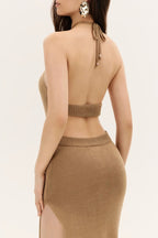 Knit Cutout Metal Ring Boho Dress