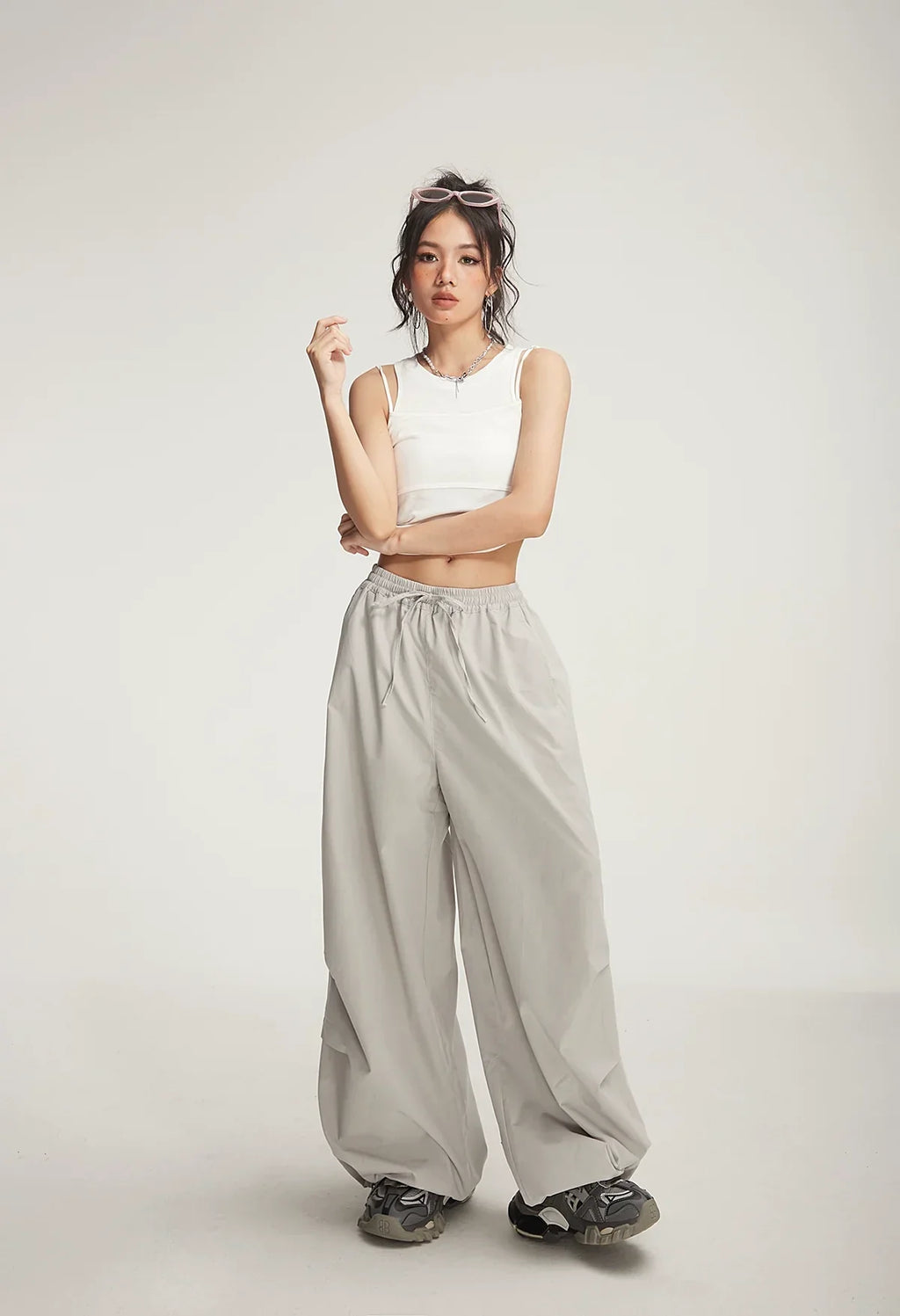 Balloon Drawstring Palazzo Pants